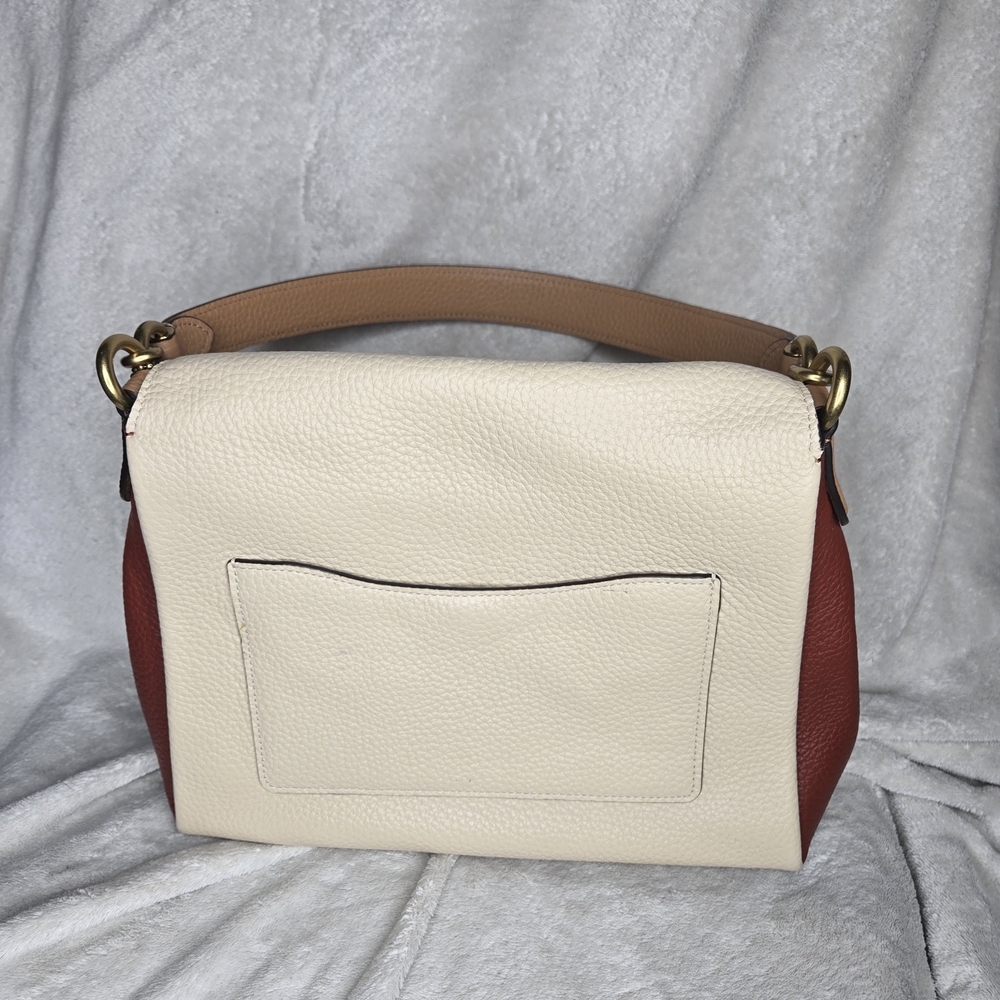 Coach May Shoulder Bag 4613 Colorblock Pebble Leather Mint Condition Ivory Blush - Picture 3 of 9